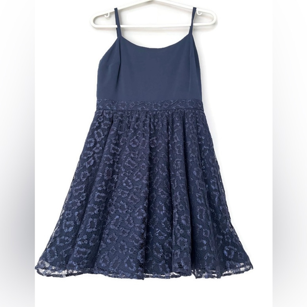 Alice + Olivia Navy Blue Mini Lace Dress